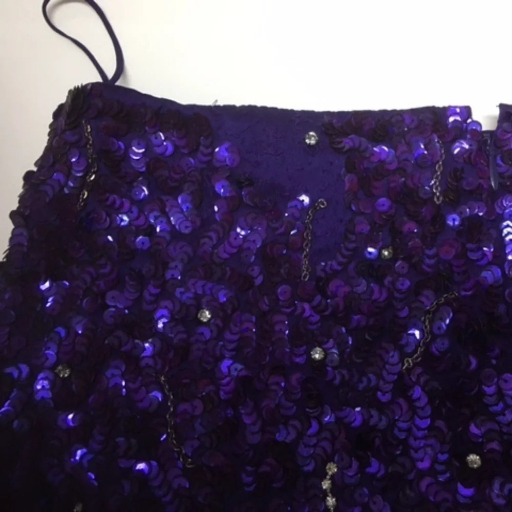Alice + Olivia Purple Sequin Silk Mini Skirt - Picture 8 of 10